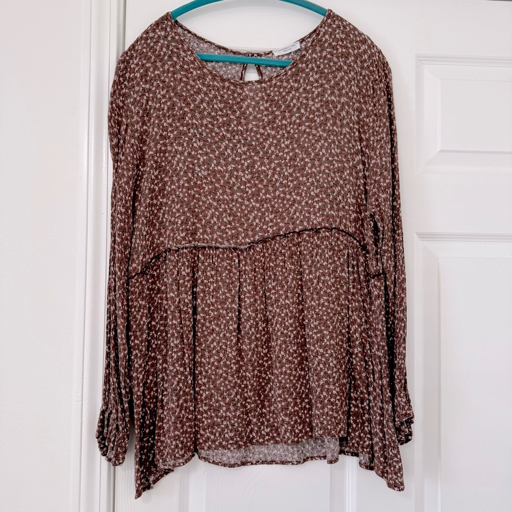 Chic Soul Fall Floral Baby Doll Long Sleeve Top 3X